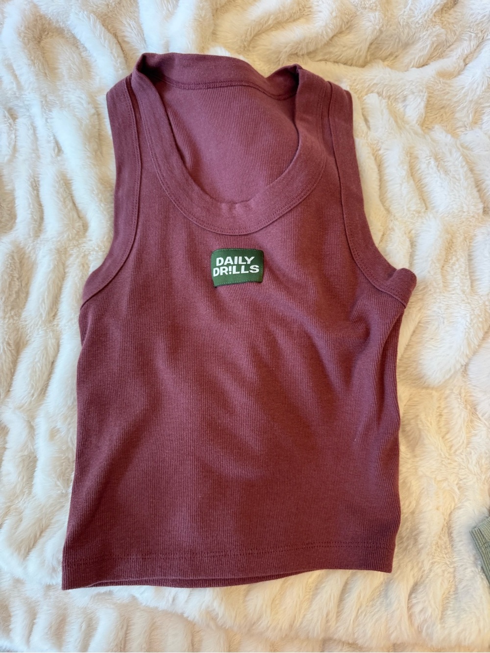 Daily Drills Ribbed Tank Top - Burgundy with Green Logo
